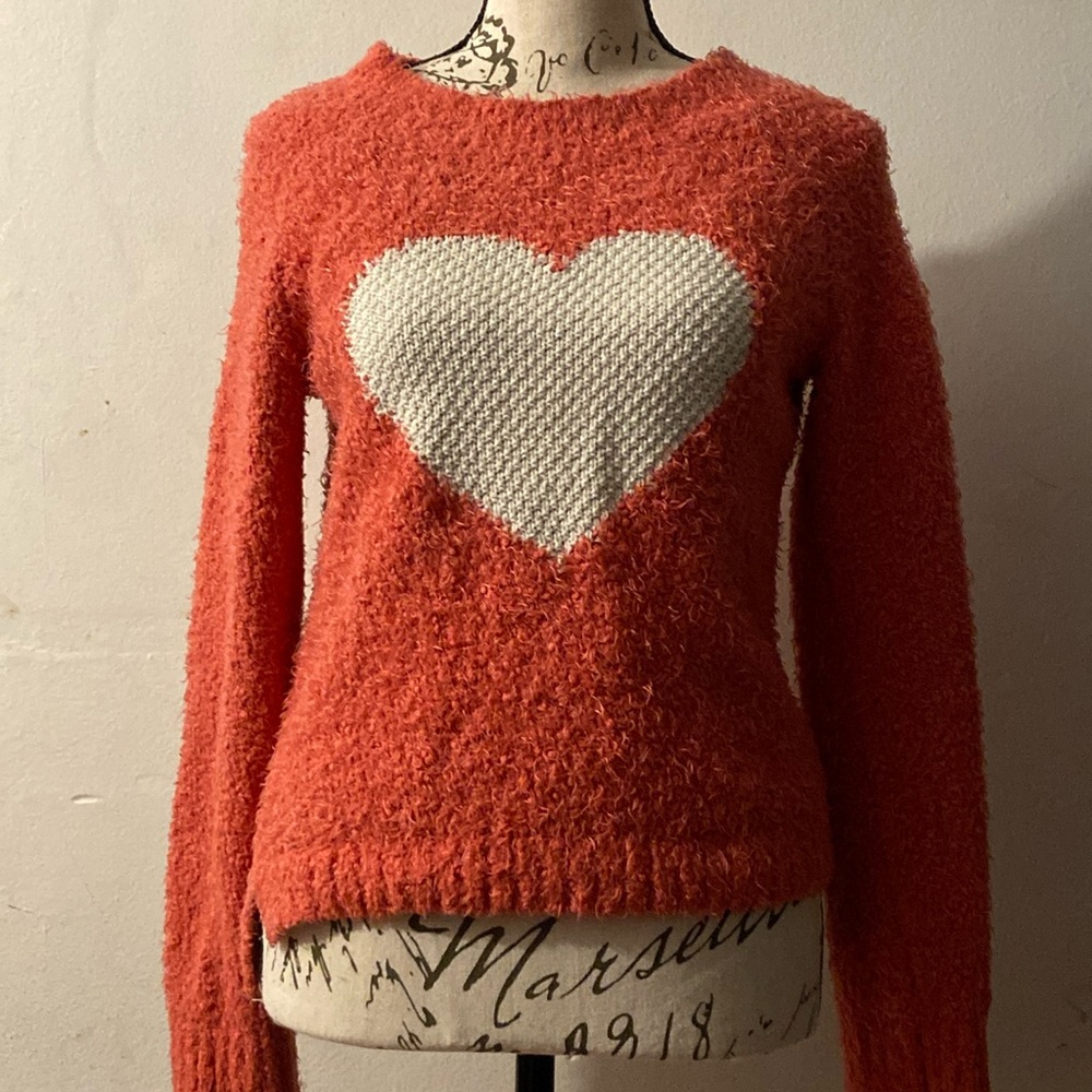Fluffy Pink Heart Sweater